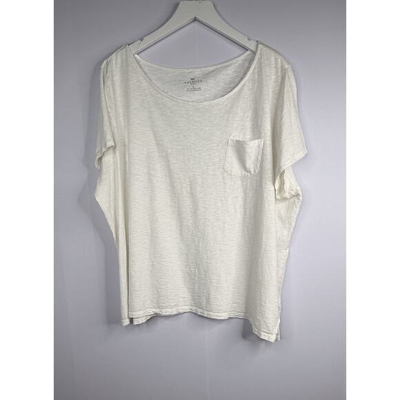 Talbots Womens Sz 3x White 100% Cotton Short Sleeve Slub One Pocket T-Shirt - Picture 1 of 9